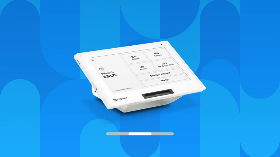 All in one Clover Mini POS Front View displaying 8 inch screen